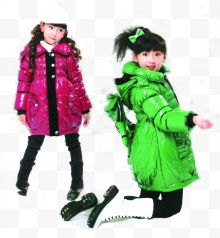 粉绿色冬季童装模特