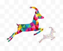彩色晶格化线性化奔跑的鹿