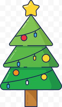 绿色线条星星圣诞树