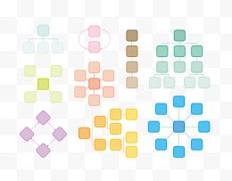 多组矢量彩色渐变方框思维导图