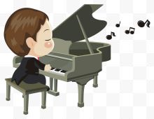 弹钢琴的卡通男孩