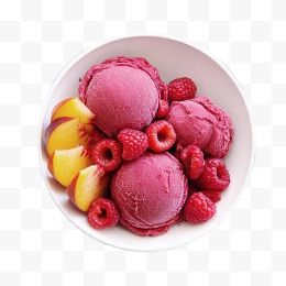 一盘水果冰淇淋