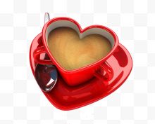 红色爱心图案咖啡杯