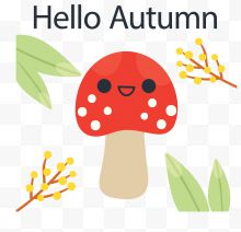 你好秋天红色蘑菇