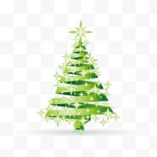 绿色星星圣诞树图标...
