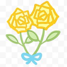 手绘黄色玫瑰花