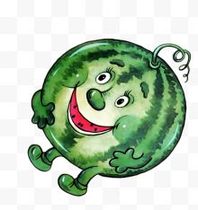 水彩开心大笑的西瓜
