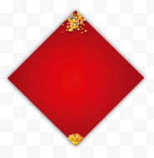 红色印花正方形海报背景
