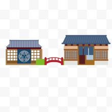 日式建筑矢量手绘