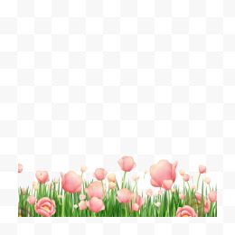 粉色花卉植物春天卡通