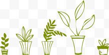 可爱卡通5种小盆栽简笔画植物