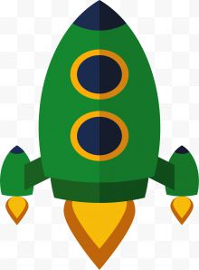 绿色卡通航空火箭