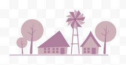紫色插画背景房屋