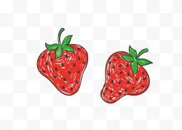 手绘两颗红色草莓