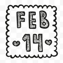 2月14号情人节日历图标...