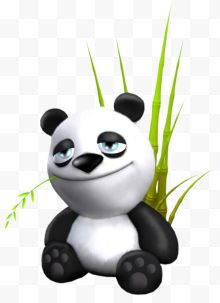 吃竹子的卡通熊猫