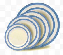 蓝白色圆形陶瓷盘子...