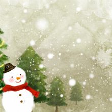 手绘微笑的圣诞节雪人