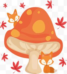 秋天的蘑菇和狐狸