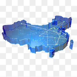 立体蓝色中国地图