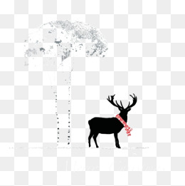 插画树和麋鹿