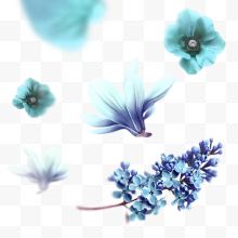 蓝色清新花朵漂浮