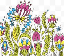 矢量手绘植物花卉背景