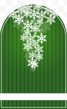 雪花装饰绿色文本框矢量