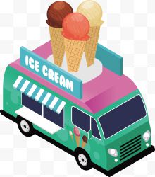 一个绿色冰淇淋车子