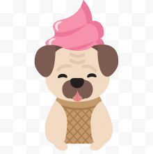 卡通小狗上的冰淇淋