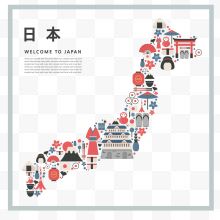 日本地图插画