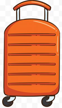 橙色描边矢量卡通风格行李箱