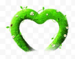 创意手绘合成绿色的爱心形状藤蔓造型