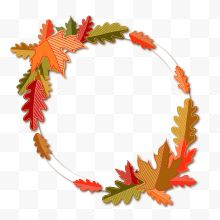 秋季树叶装饰圆环矢量图