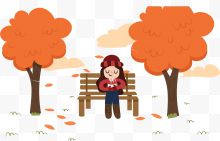 秋天落叶公园长凳