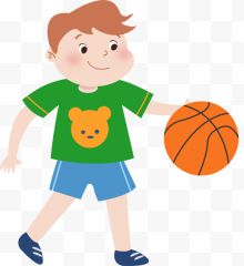 儿童节打篮球的男孩...