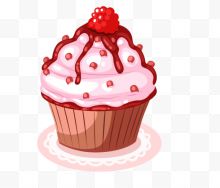 卡通手绘粉色纸杯蛋糕...