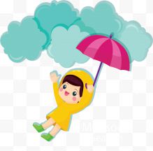 雨季下雨打伞女孩