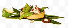 手绘端午节传统食物插画粽子