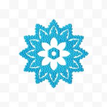 蓝色花朵花边雪花