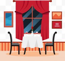 红色窗帘约会餐厅