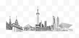矢量上海城市线稿