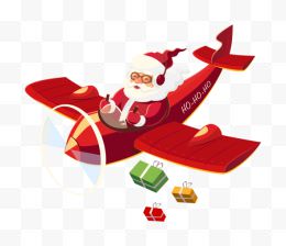 坐在飞机上的圣诞老人...