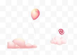 卡通手绘云朵气球棒棒糖...
