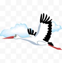 卡通手绘飞翔的鹤