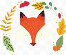 秋天卡通的小狐狸