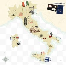 手绘意大利旅游地图