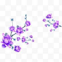 紫色清新花枝装饰图案...