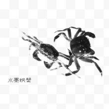 中国风水墨螃蟹