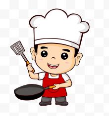 卡通炒菜的厨师
